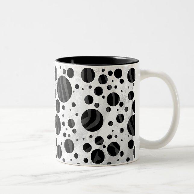 Tasse 2 Couleurs Zebra Polka point noir et gris impression (Droit)
