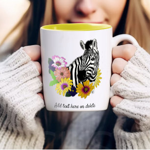 Tasse 2 Couleurs Zèbre Bleu Coloré Daisy Floral Faune