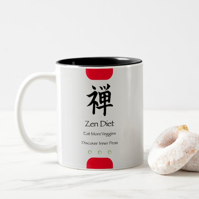 Tasse 2 Couleurs Zen Diet Manger Plus Légume Grey BG (Avec donut)