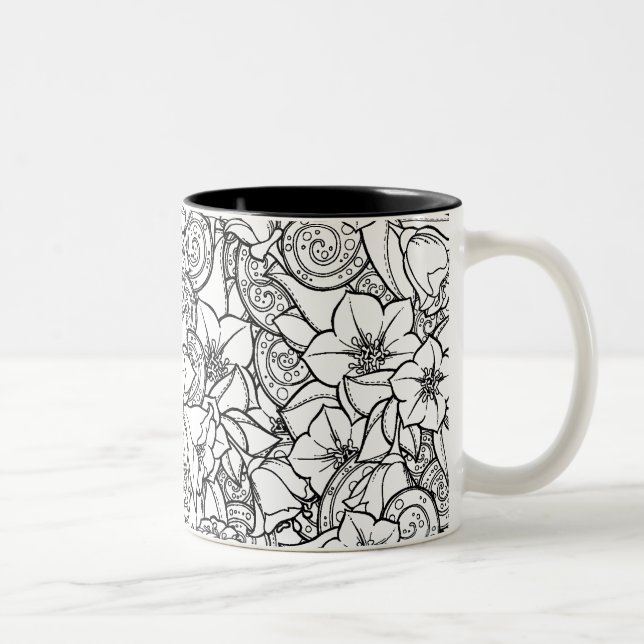 Tasse 2 Couleurs Zendoodle fleuri (Droit)