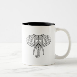 Tasse 2 Couleurs Zentangle a inspiré l'éléphant