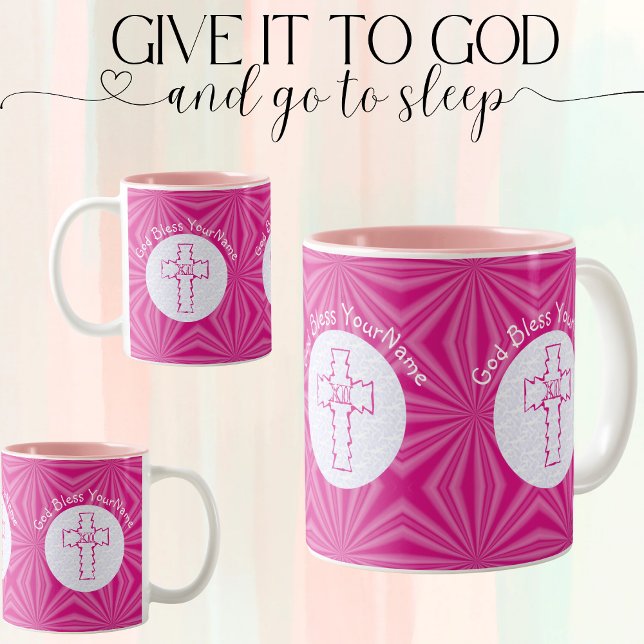 Tasse 2 Couleurs Zig rose vif Croix Zag blanc rose vif (Créateur téléchargé)