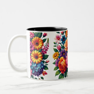 Tasse 2 Couleurs Zinnias et Cosmos Floral Design