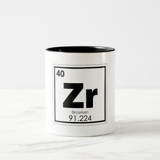 Tasse 2 Couleurs Zirconium élément chimique symbole chimie formul (Centre)