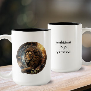 Tasse 2 Couleurs Zodiac en or et couleur noire Leo