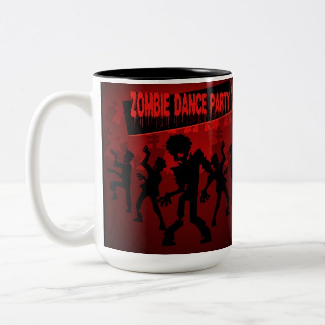 Tasse 2 Couleurs Zombie Dance Party Noir & Orange (Gauche)