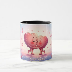 Tasse 330ml Cœurs qui s'embrassent “Notes d'amour”