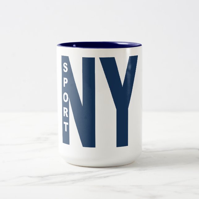 Tasse 444ml  blanc/marine  NEW YORK  SPORT (Centre)