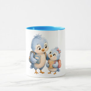 Tasse à accent bleu Oiseaux frères et sœurs