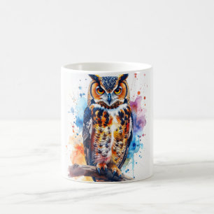 Tasse à aquarelle Chouette Sage pour les amoureux