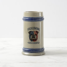 Tasse à bière Bulldog patriotique grincheux du 4 j