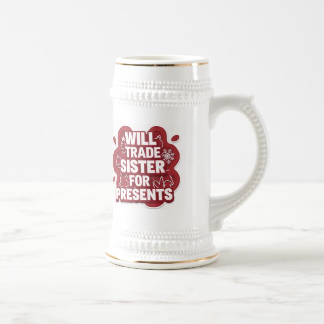 Tasse à bière de Noël drôle – Je vais échanger ma  (Droite)