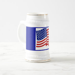 Tasse à bière Drapeau américain Or Bleu Patriotiqu