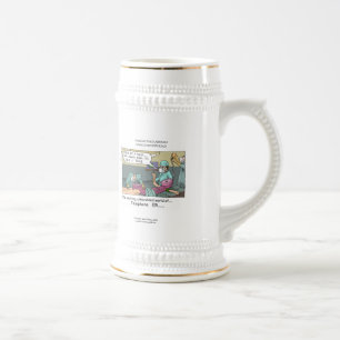 Tasse à bière drôle dessin animé code bleu télépho