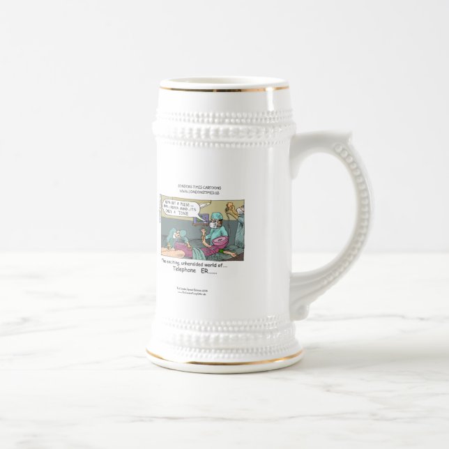 Tasse à bière drôle dessin animé code bleu télépho (Droite)
