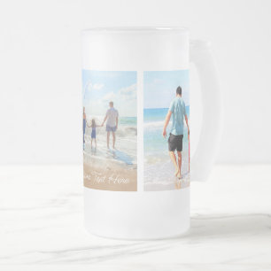 Tasse à bière en verre givré avec texte de collage