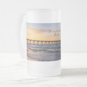 Tasse à bière givrée Pensacola Pier Shoreline Sunr