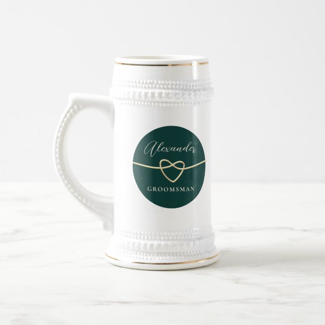 Tasse à bière pour garçon d'honneur vert émeraude (Gauche)