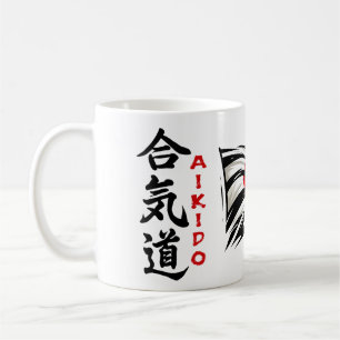 Tasse à boire Kanji Aikido avec drapeau japonais