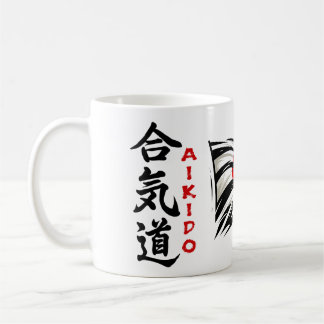 Tasse à boire Kanji Aikido avec drapeau japonais