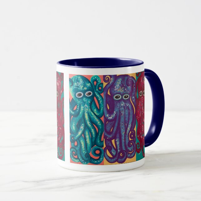 Tasse à boisson "Trois poulpes dans une boîte" (Devant droit)