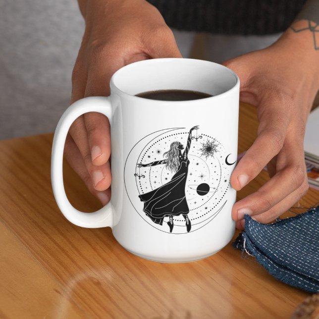 Tasse à bord noir 15oz Libra Dancing Girl (Créateur téléchargé)