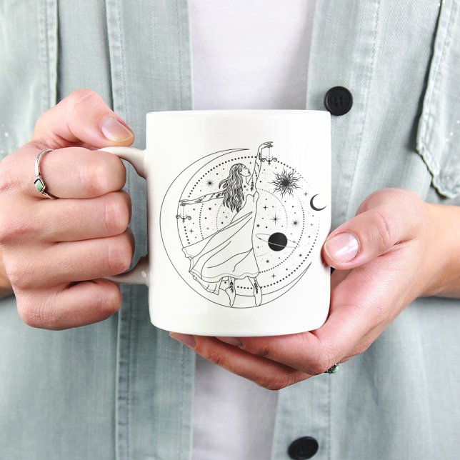 Tasse à bord noir 15oz Libra Girl (Créateur téléchargé)