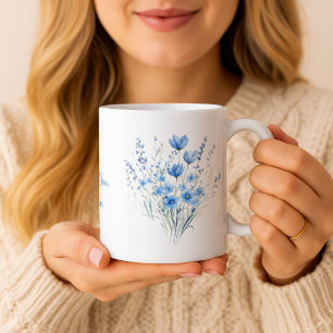 Tasse à bouquet de fleurs sauvages aquarelle perso
