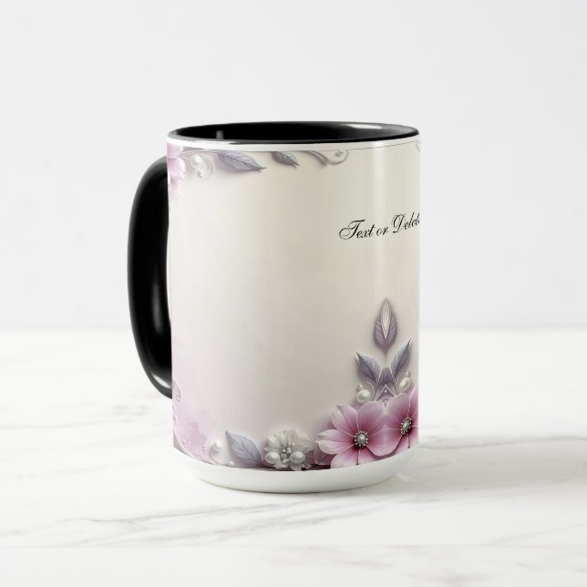 Tasse à cadre floral rose (Devant gauche)