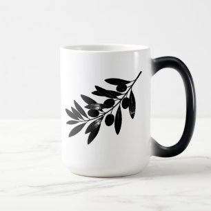 Tasse à café à branche d'olive noire minimaliste