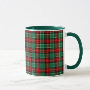 Tasse à café à carreaux rouges et verts de Noël