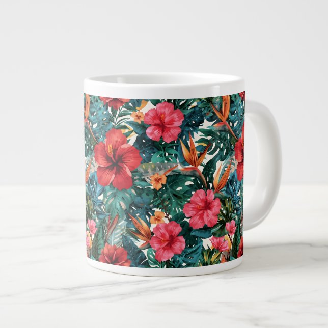 Tasse à café à feuilles de Hibiscus tropical et Mo (Devant droit)