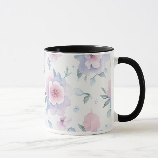 tasse à café à fleurs à l'aquarelle (Droite)