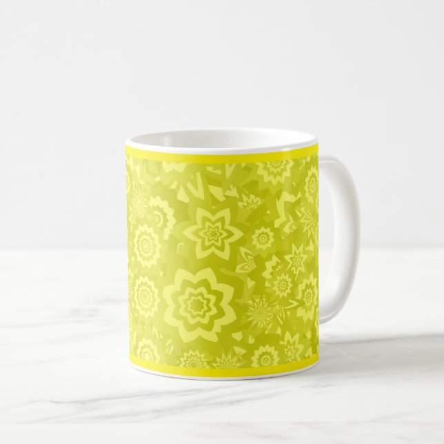 Tasse à café à fond floral jaune ensoleillé (Devant droit)