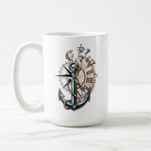 Tasse à café à l'ancienne avec ancre nautique et h