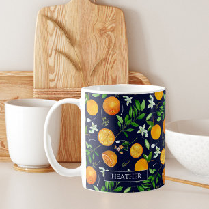 Tasse à café à motif botanique floral d'été Citrus