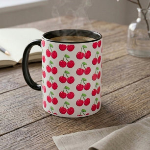 Tasse à café à motif cerise rétro vintage