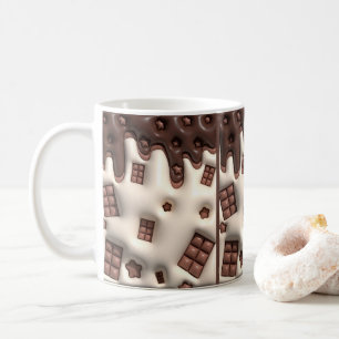 Tasse à café à motif de chocolat fondu qui coule