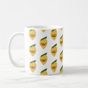 Tasse à café à motif de citron de dessin animé