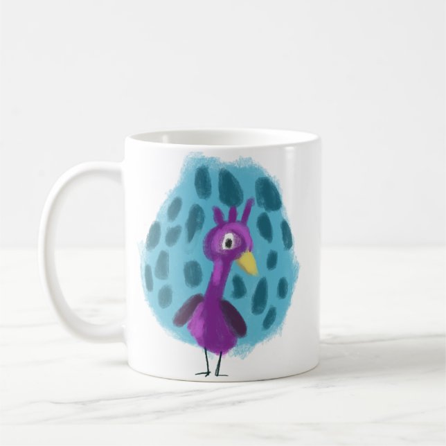 Tasse à café à motif de feuille abstraite de paon  (Gauche)