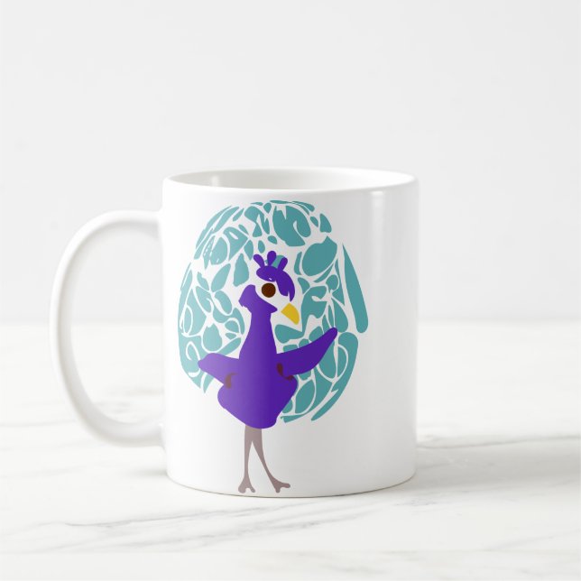 Tasse à café à motif de feuille abstraite de paon  (Gauche)