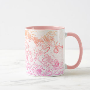Tasse à café à motif de pâquerette rose douce