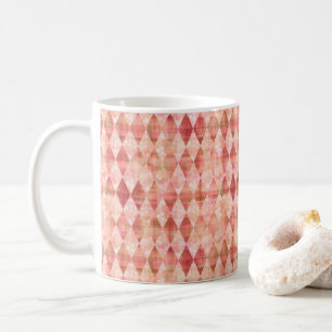 Tasse à café à motif diamant harlequin rose chaud