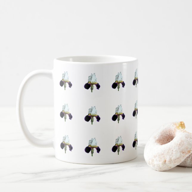 Tasse à café à motif d'iris violet et blanc (Avec donut)