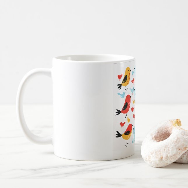 Tasse à café à motif d'oiseau mignon (Avec donut)