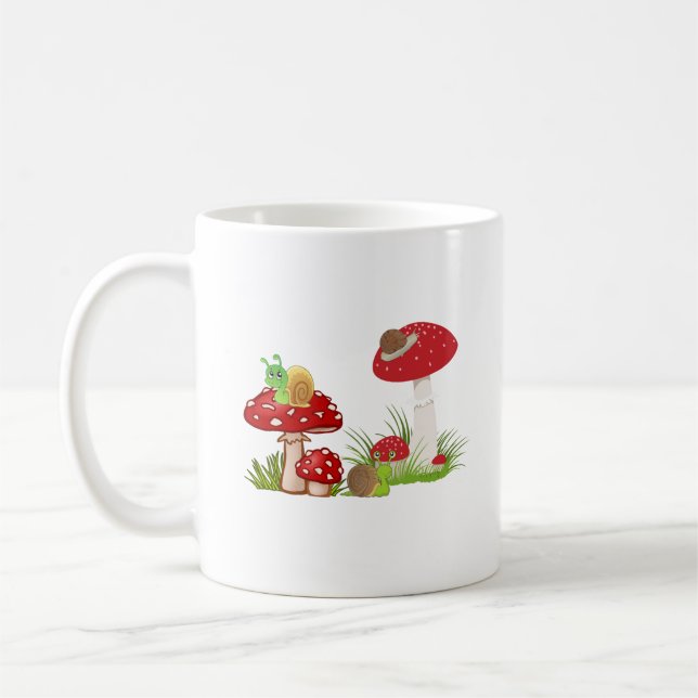 Tasse à café à motif exceptionnel de champignon et (Gauche)