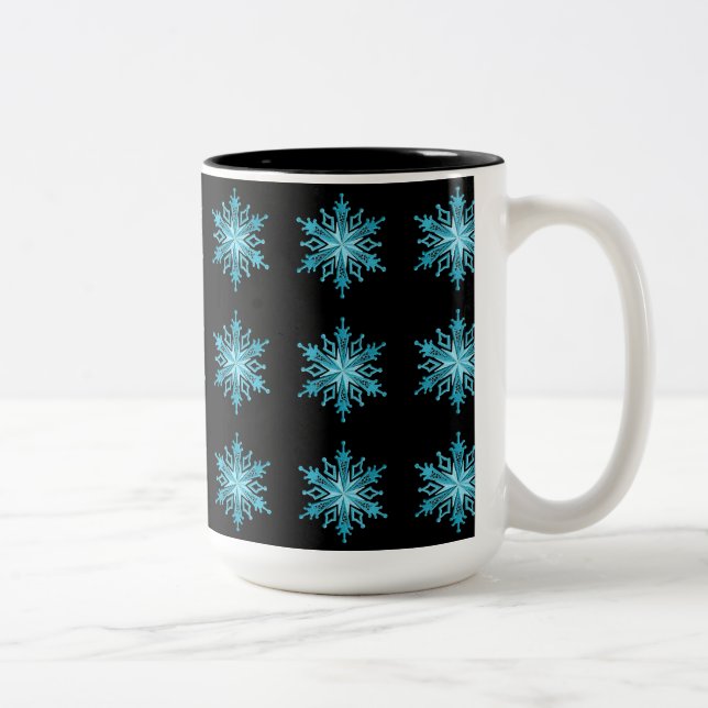 Tasse à café à motif flocon de neige bleu glace et (Droit)