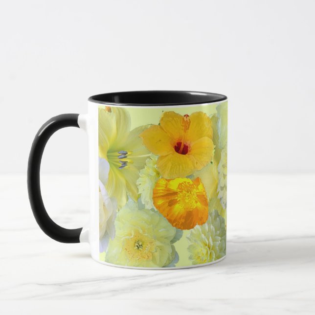 Tasse à café à motif floral aquarelle jaune simple (Gauche)