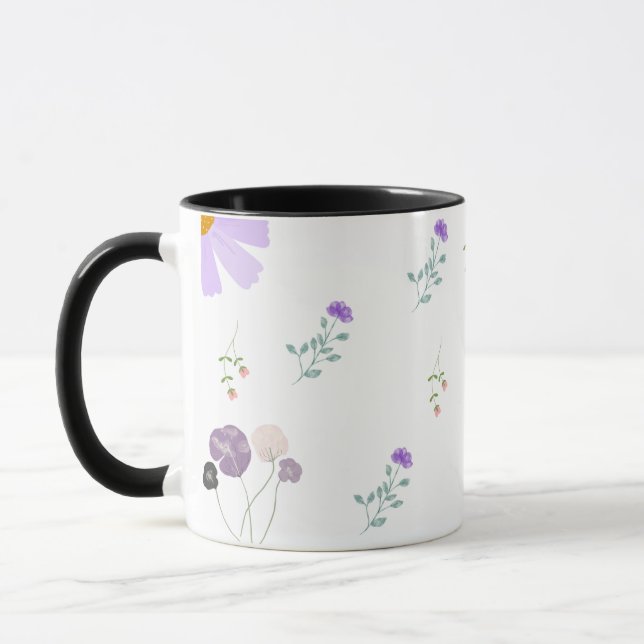 Tasse à café à motif floral minimal  (Gauche)