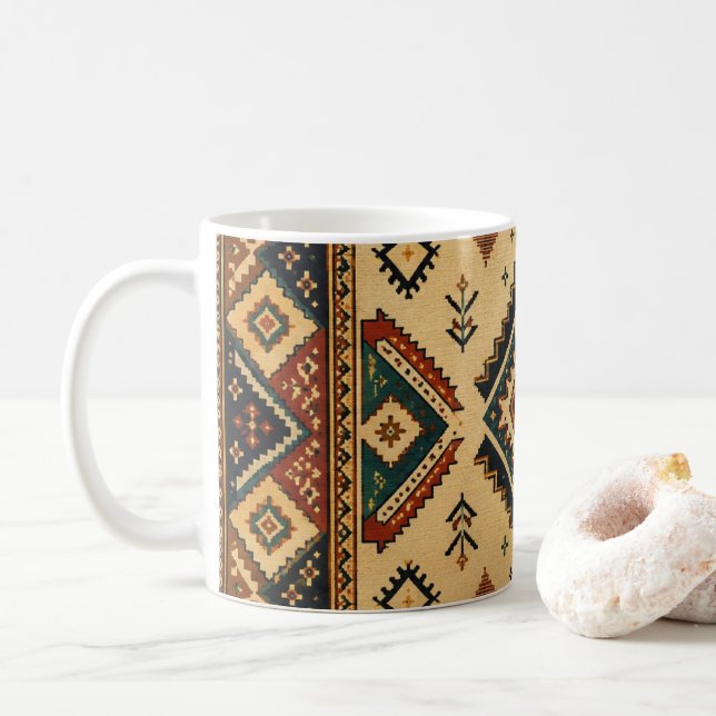 Tasse à café à motif géométrique tribal Boho | Rus (Avec donut)